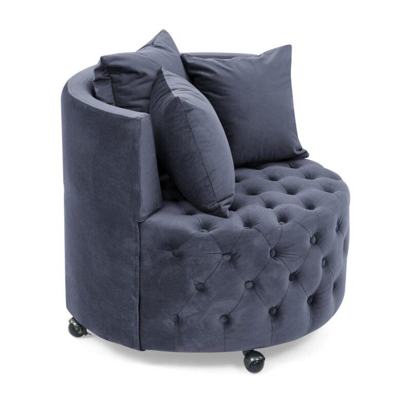 LIVIZA Casual Gray Velvet Swivel Accent Chair - Image 3