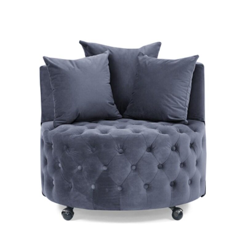 LIVIZA Casual Gray Velvet Swivel Accent Chair