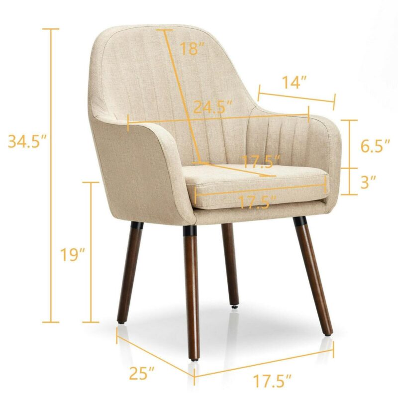 LIVIZA Modern Beige Linen Accent Chair - Image 3