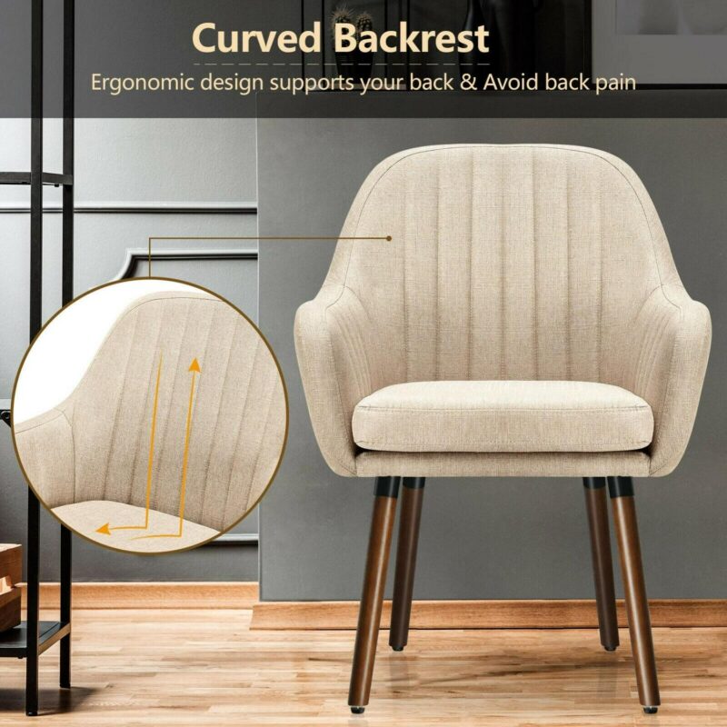LIVIZA Modern Beige Linen Accent Chair - Image 7