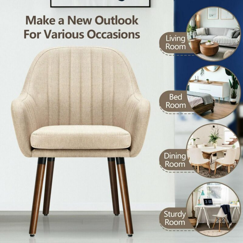 LIVIZA Modern Beige Linen Accent Chair - Image 6