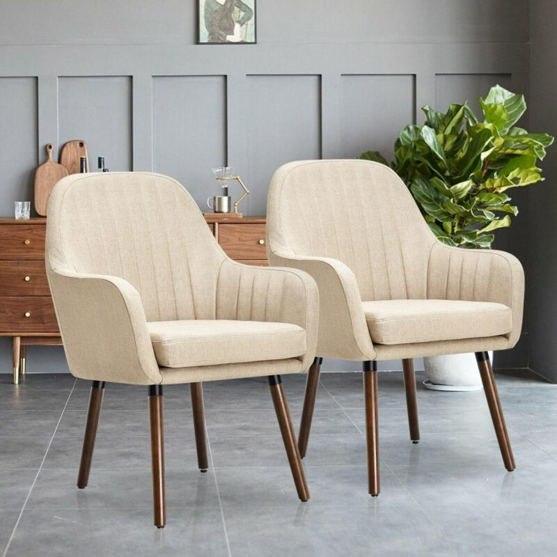 LIVIZA Modern Beige Linen Accent Chair - Image 4