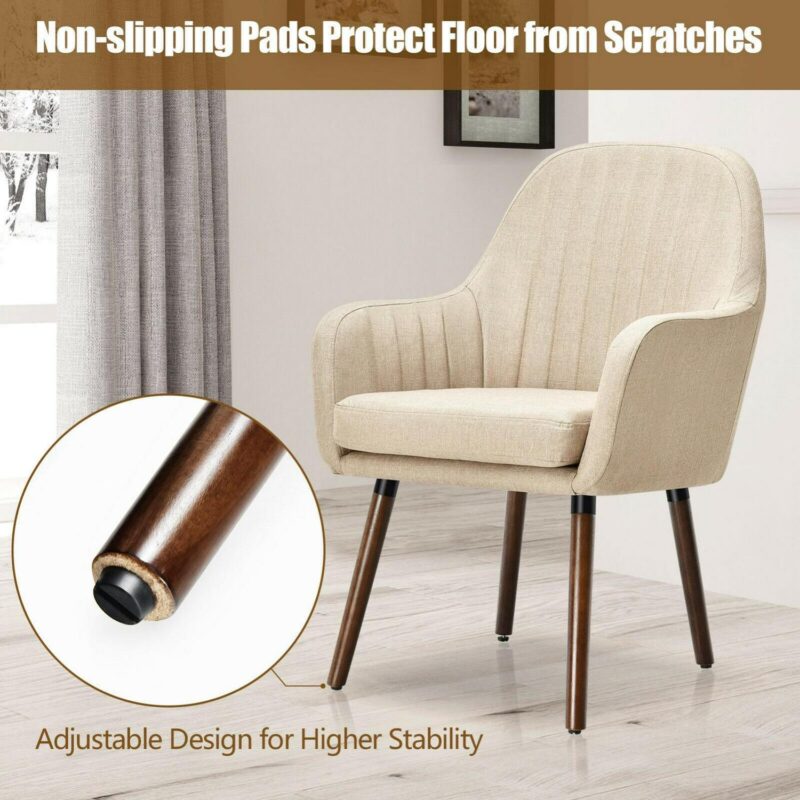 LIVIZA Modern Beige Linen Accent Chair - Image 8