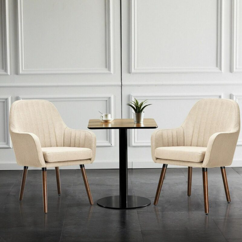 LIVIZA Modern Beige Linen Accent Chair - Image 5