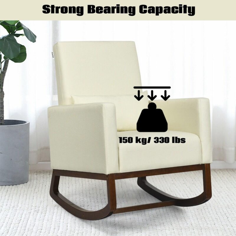 LIVIZA Modern Beige Linen Swivel Rocking Chair - Image 10