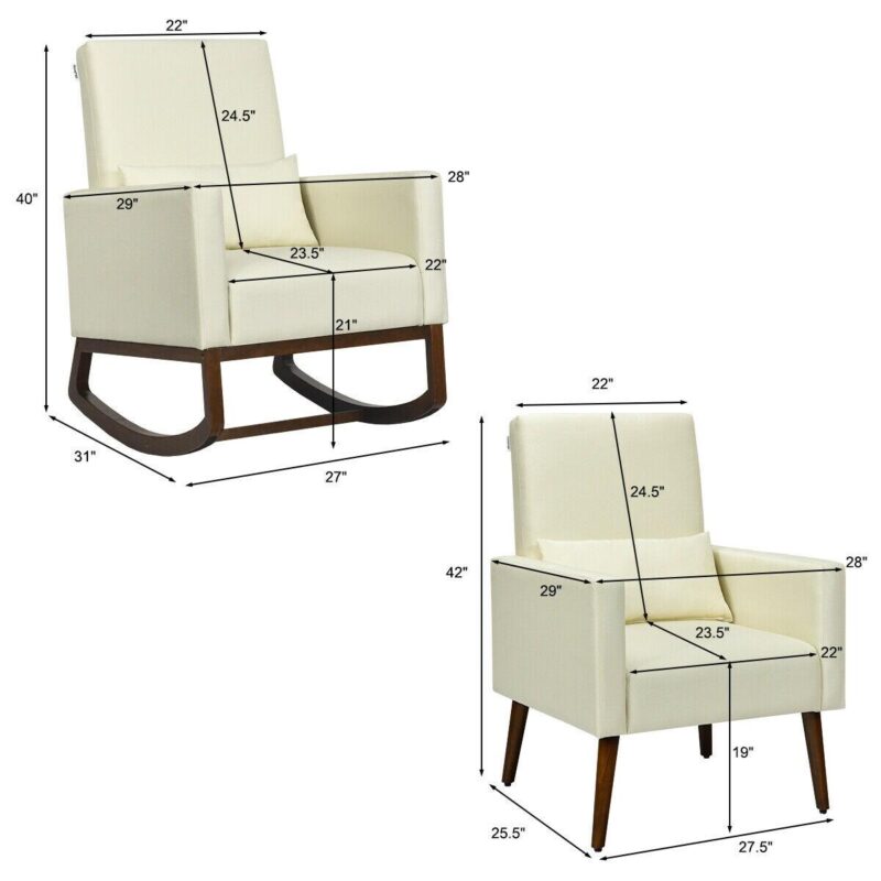 LIVIZA Modern Beige Linen Swivel Rocking Chair - Image 5