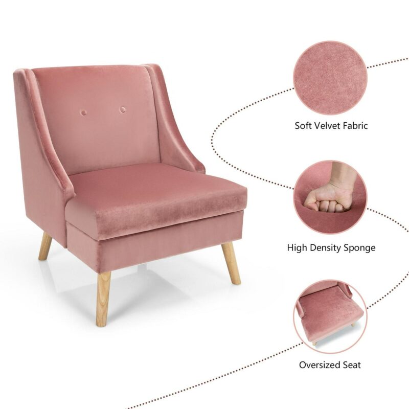 LIVIZA Modern Pink Velvet Accent Chair - Image 8