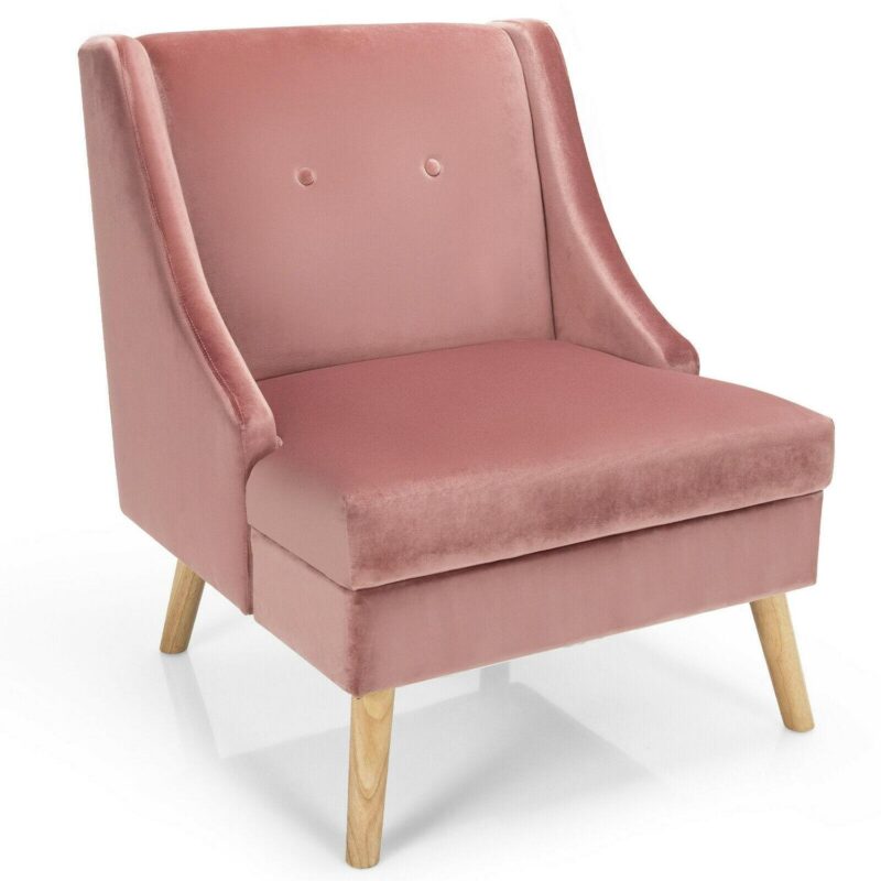 LIVIZA Modern Pink Velvet Accent Chair