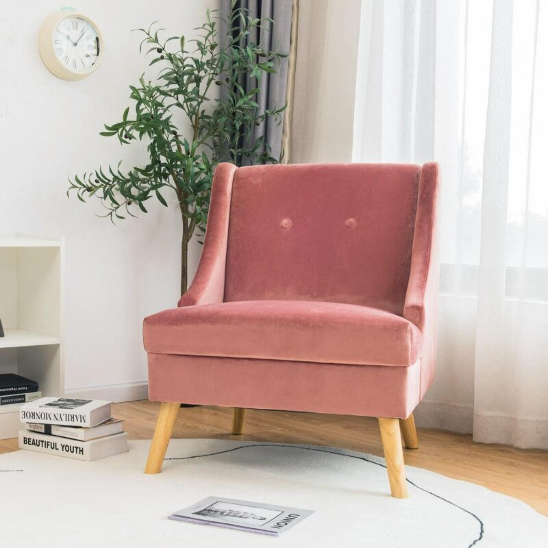 LIVIZA Modern Pink Velvet Accent Chair - Image 5