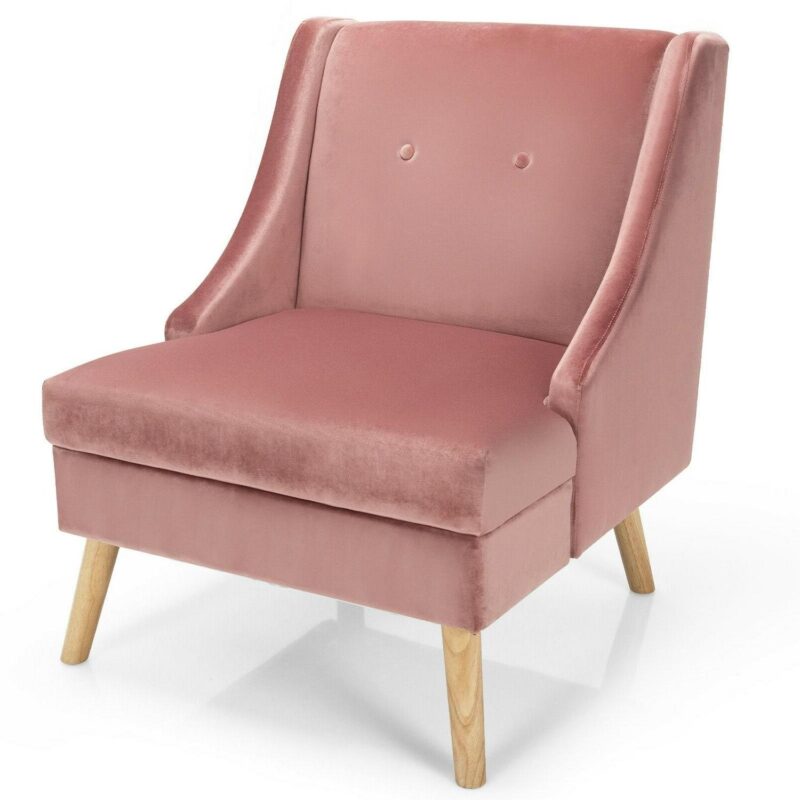 LIVIZA Modern Pink Velvet Accent Chair - Image 2