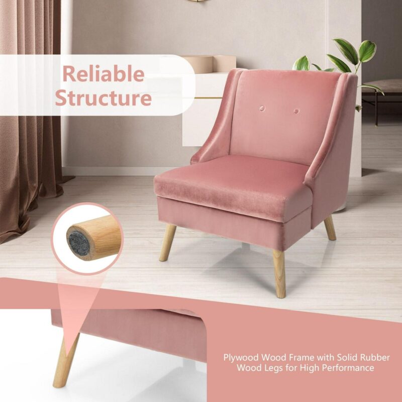 LIVIZA Modern Pink Velvet Accent Chair - Image 7