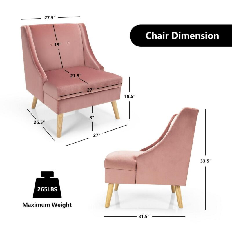 LIVIZA Modern Pink Velvet Accent Chair - Image 4