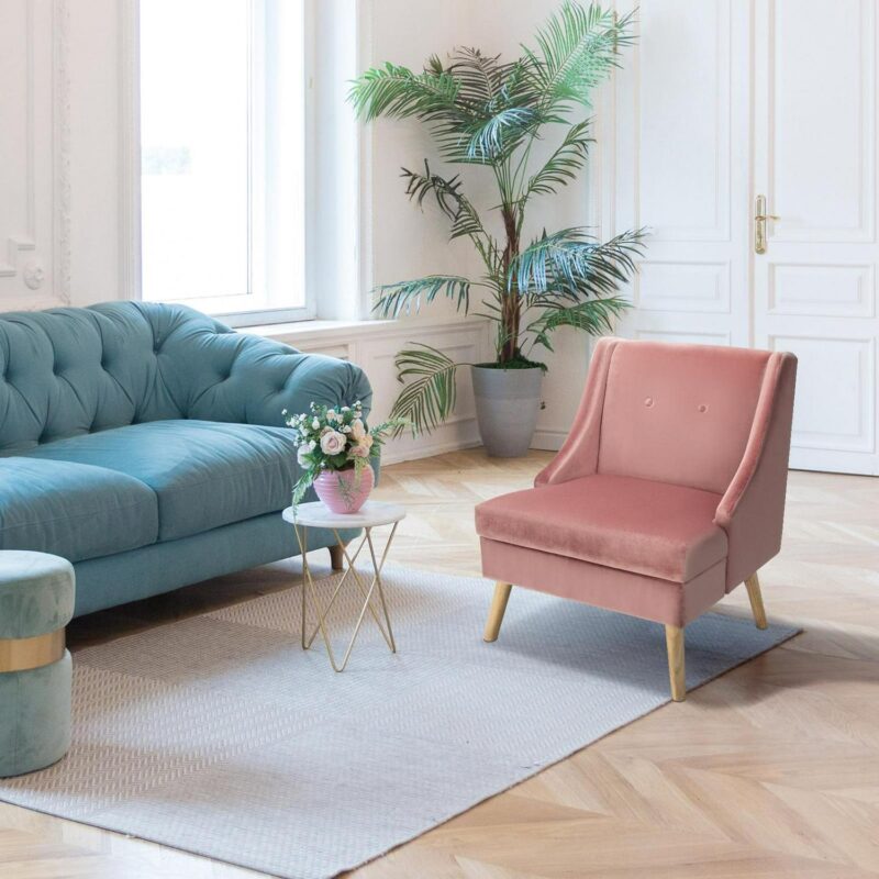 LIVIZA Modern Pink Velvet Accent Chair - Image 3