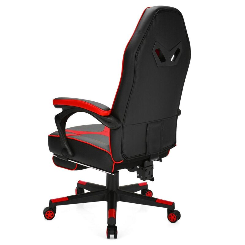 LIVIZA Red and Black Contemporary Ergonomic Adjustable Height Swivel Faux Leather Gaming Chair - Image 8