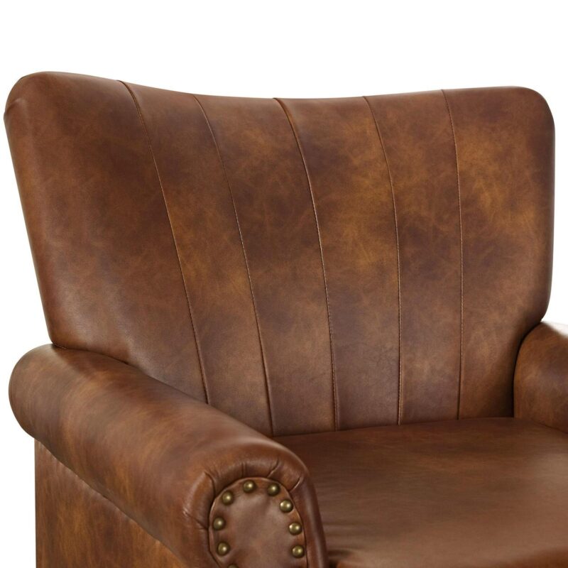 LUE BONA 2 Modern Brown/Faux leather Faux leather Accent Chair - Image 9