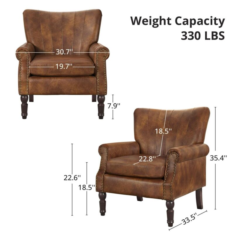 LUE BONA 2 Modern Brown/Faux leather Faux leather Accent Chair - Image 2