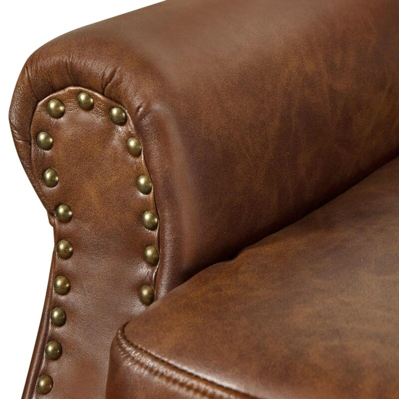 LUE BONA 2 Modern Brown/Faux leather Faux leather Accent Chair - Image 7