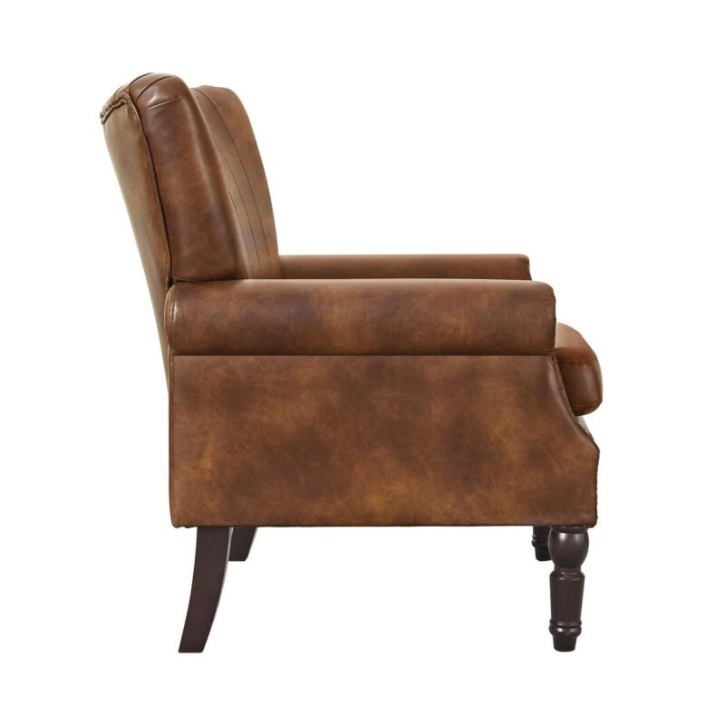 LUE BONA 2 Modern Brown/Faux leather Faux leather Accent Chair - Image 4