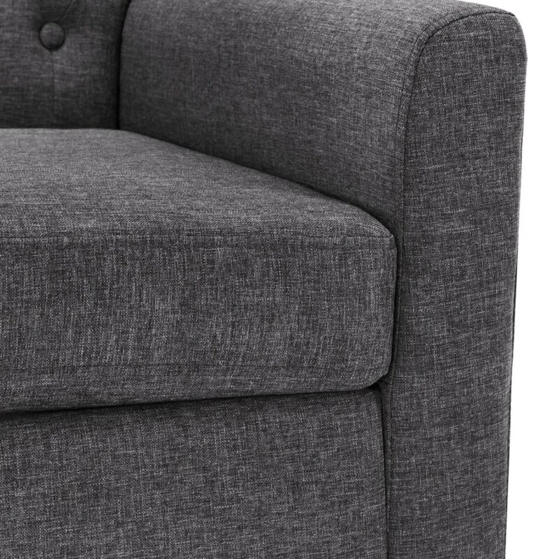 LUE BONA Modern Dark Gray Linen Accent Chair - Image 7