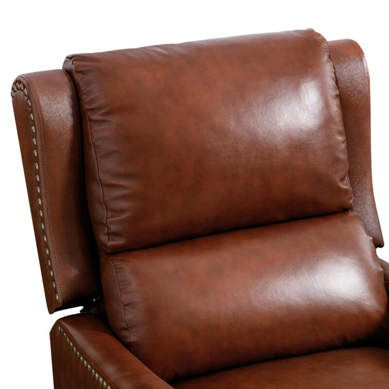 LUE BONA Reddish Brown Leather Upholstered Tufted Recliner - Image 8