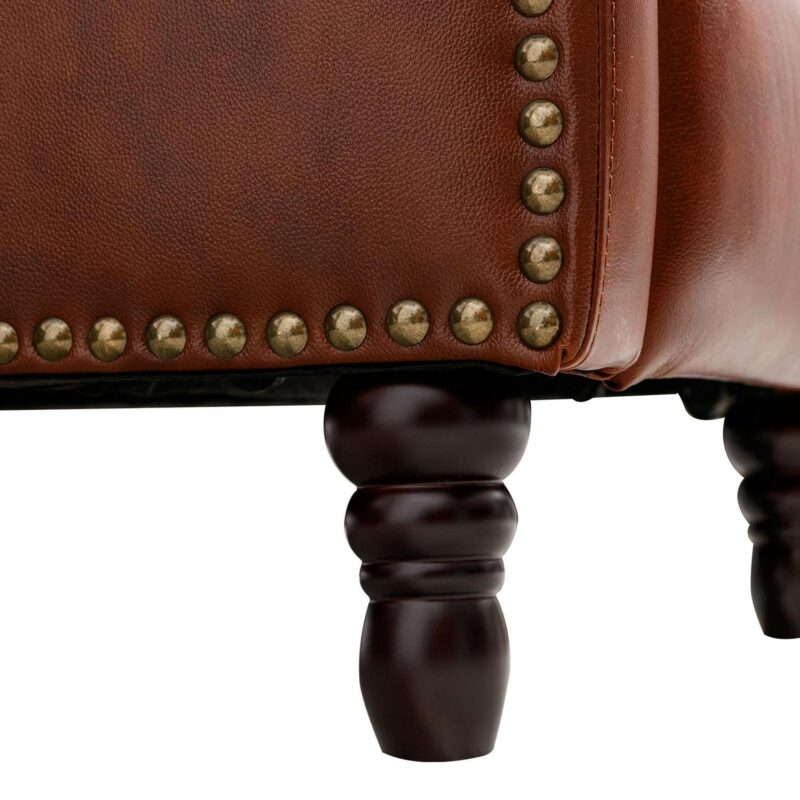 LUE BONA Reddish Brown Leather Upholstered Tufted Recliner - Image 10