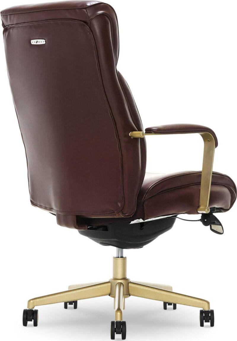 La-Z-Boy Melrose Brown Bonded Leather Contemporary Ergonomic Adjustable Height Swivel Faux Leather Executive Chair - Image 9