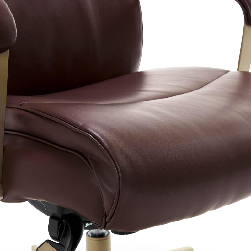 La-Z-Boy Melrose Brown Bonded Leather Contemporary Ergonomic Adjustable Height Swivel Faux Leather Executive Chair - Image 6