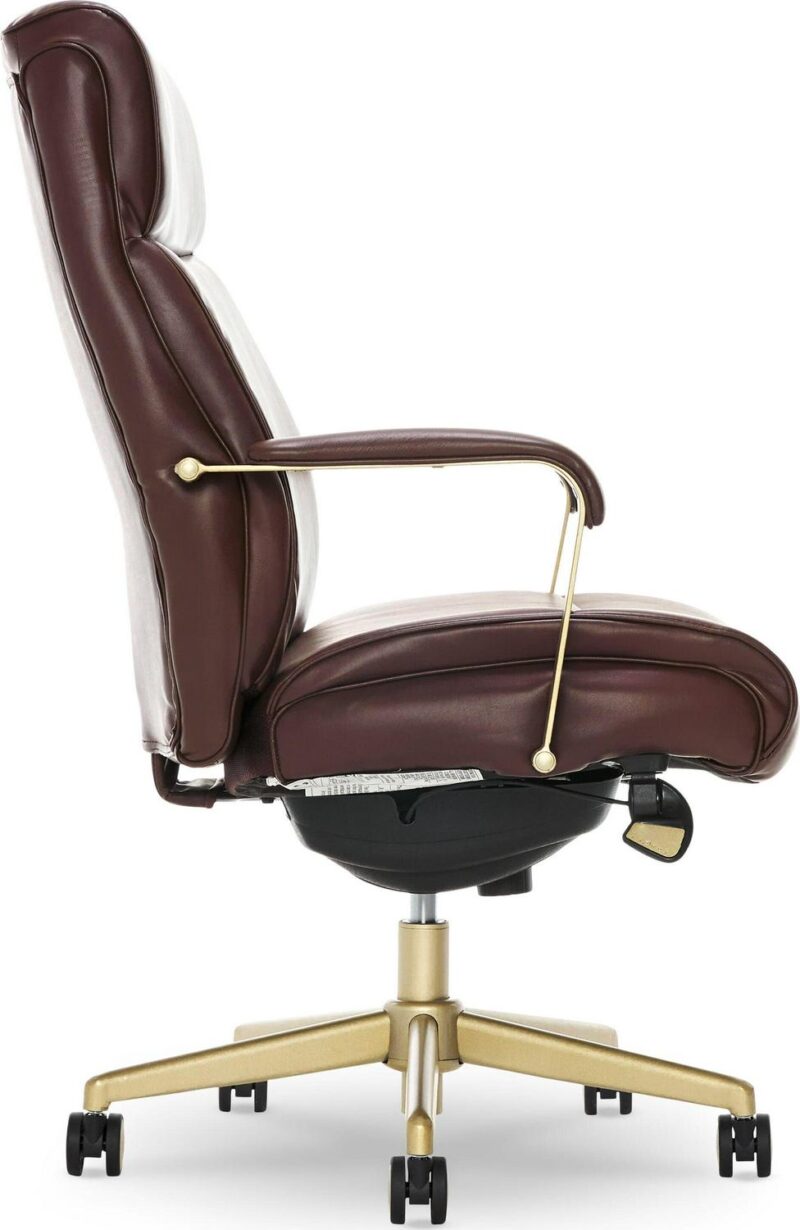 La-Z-Boy Melrose Brown Bonded Leather Contemporary Ergonomic Adjustable Height Swivel Faux Leather Executive Chair - Image 8