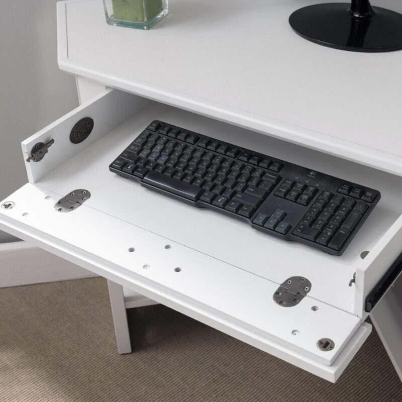 Leick Home Home Office 48-Inches White Classic Oak Corner desk - Image 5