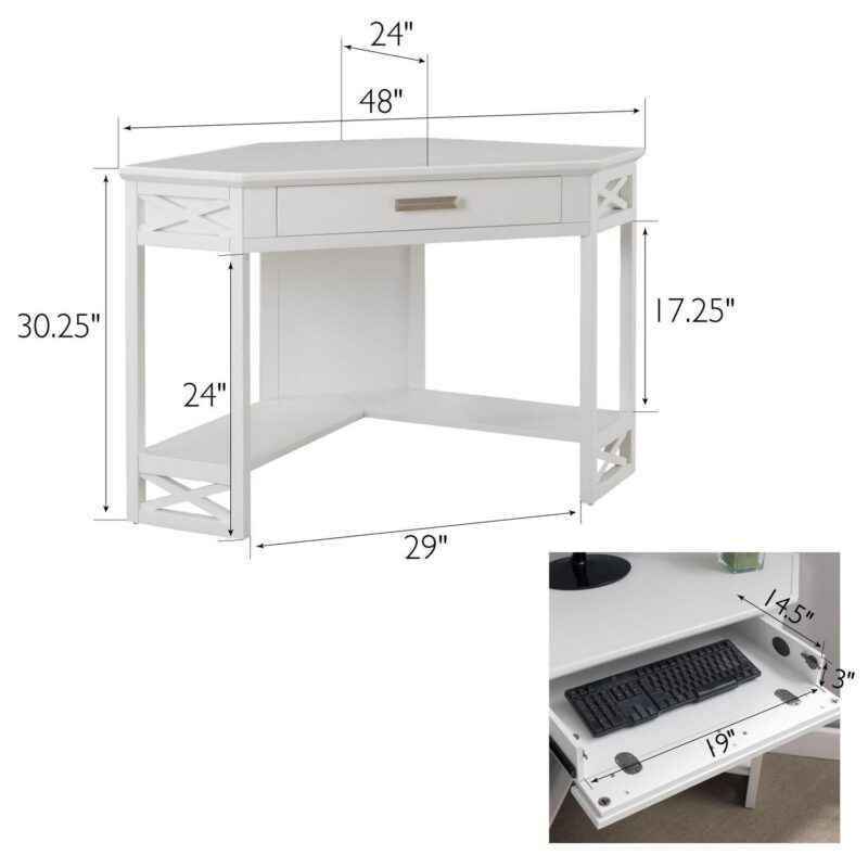 Leick Home Home Office 48-Inches White Classic Oak Corner desk - Image 2
