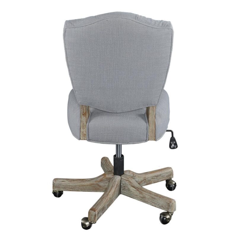 Linon Kelsey Gray Transitional Ergonomic Adjustable Height Swivel Upholstered Desk Chair - Image 2