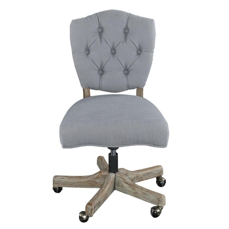 Linon Kelsey Gray Transitional Ergonomic Adjustable Height Swivel Upholstered Desk Chair