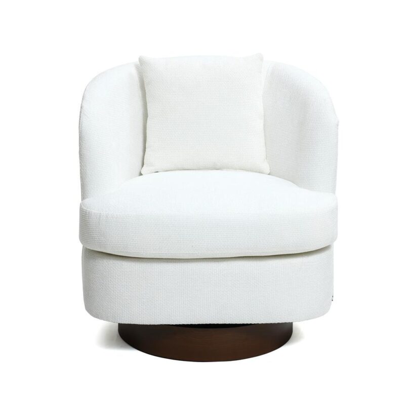 LuxenHome Modern White Swivel Accent Chair