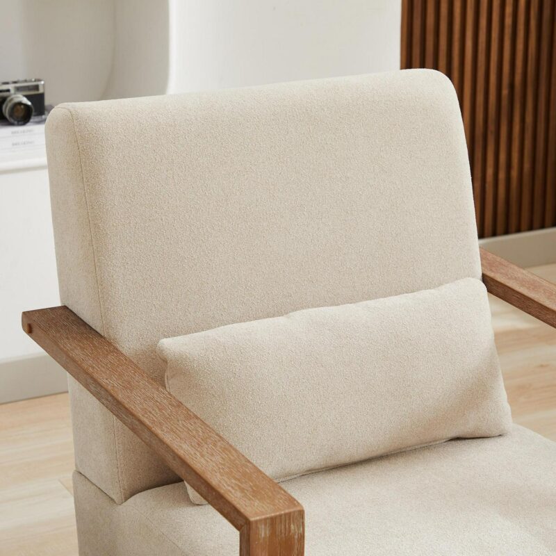 Lycvki Casual Beige Linen Swivel Accent Chair - Image 5