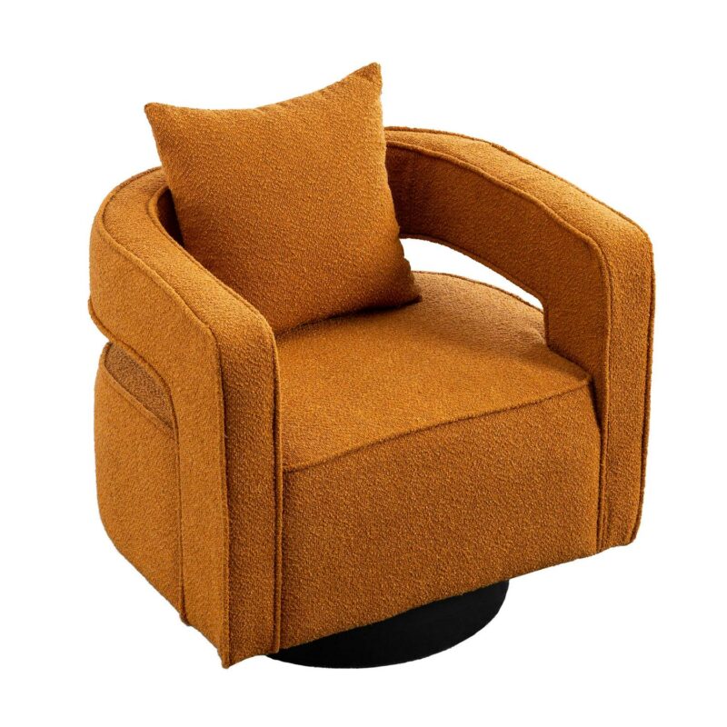 Lycvki Casual Caramel Boucle Accent Chair
