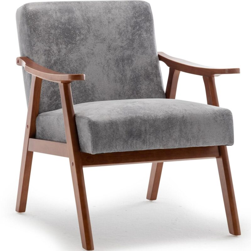 Lycvki Casual Grey Velvet Accent Chair