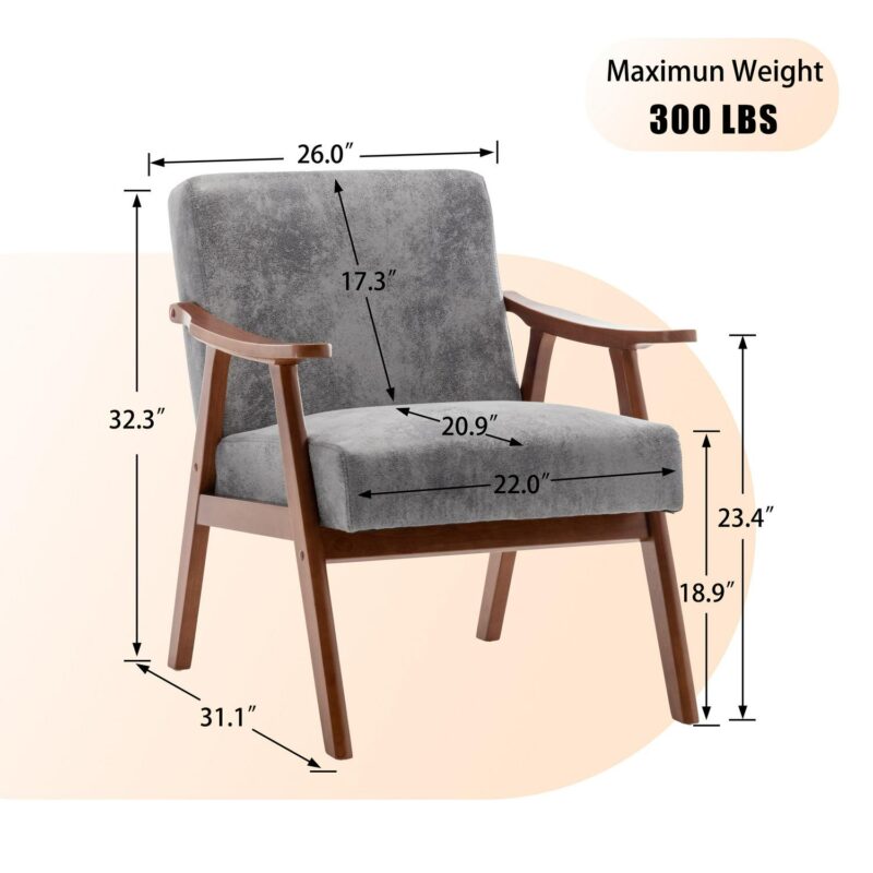 Lycvki Casual Grey Velvet Accent Chair - Image 6