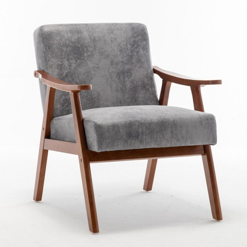 Lycvki Casual Grey Velvet Accent Chair - Image 3
