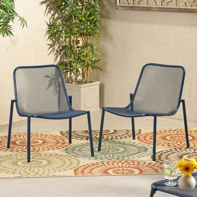 Lycvki Casual Navy Chenille Accent Chair