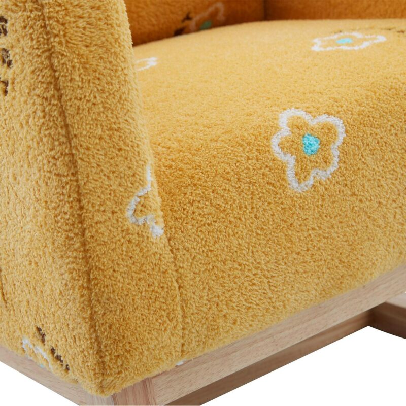 Lycvki Casual Yellow Boucle Rocking Chair - Image 5