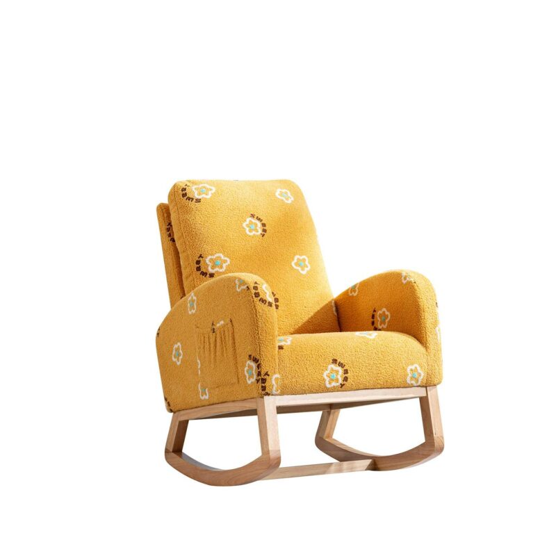 Lycvki Casual Yellow Boucle Rocking Chair