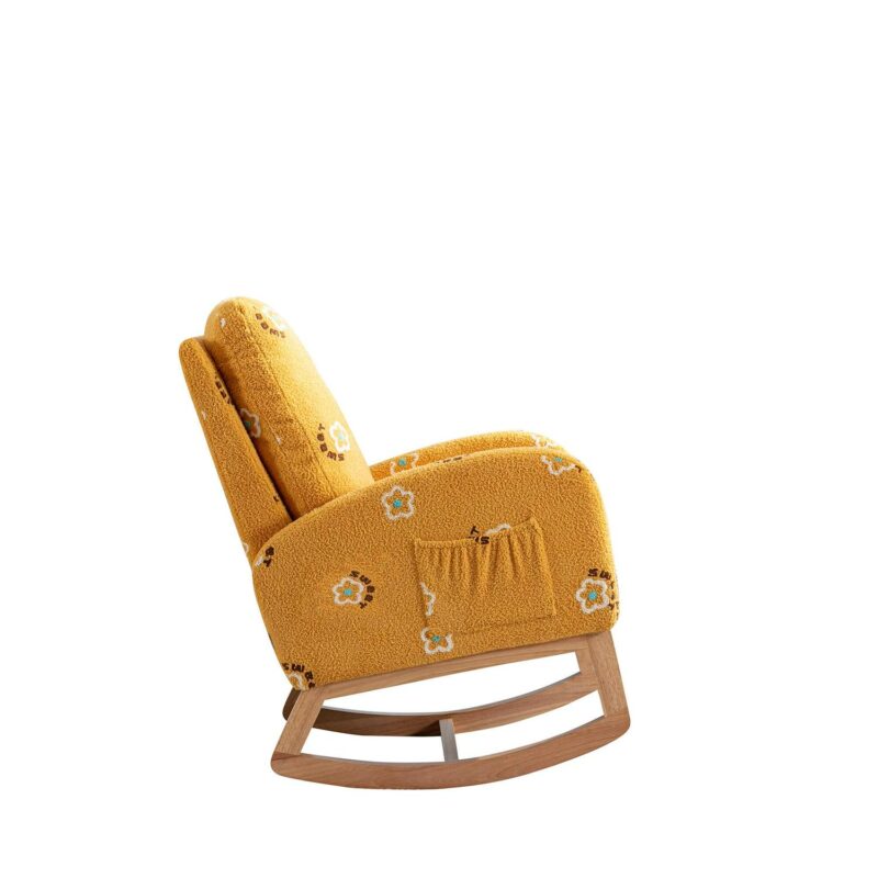 Lycvki Casual Yellow Boucle Rocking Chair - Image 3