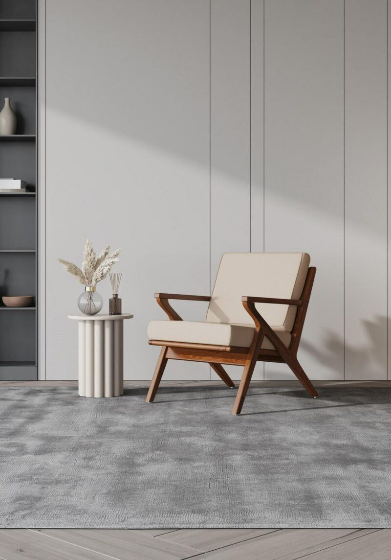 Manhattan Comfort Midcentury Cream and Amber Twill Accent Chair