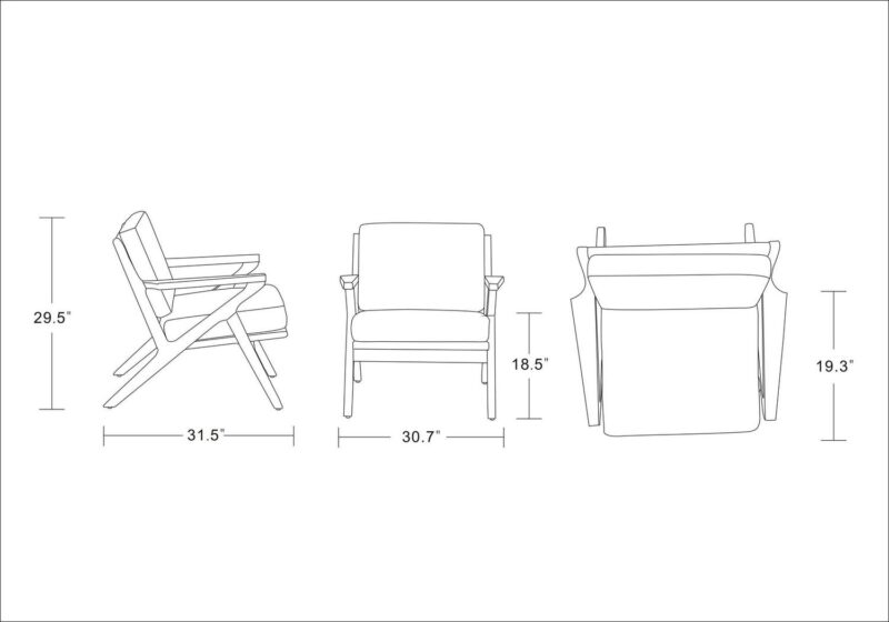 Manhattan Comfort Midcentury Cream and Amber Twill Accent Chair - Image 3