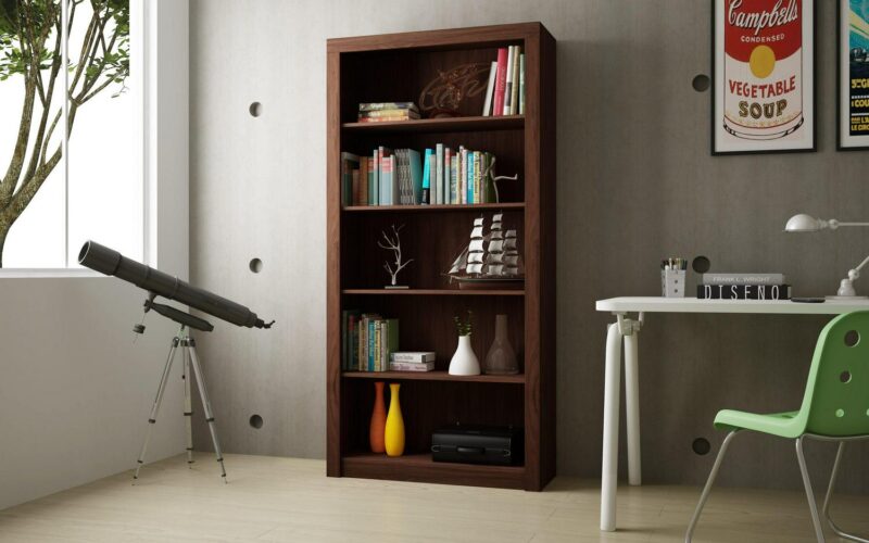 Manhattan Comfort Olinda Nut Brown Composite 5 -Shelf Bookcase ( 35.63-Inches W x 71.85-Inches H x 12-Inches D ) Finished
