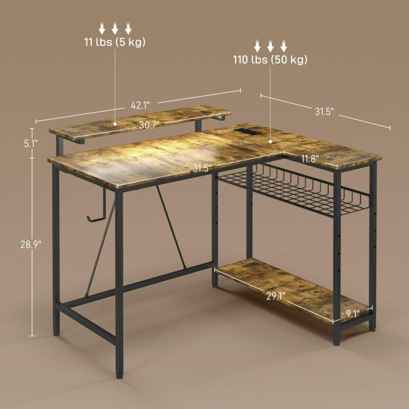 Maocao Hoom 31.5-in Brown Modern/Contemporary L-shaped desk - Image 2