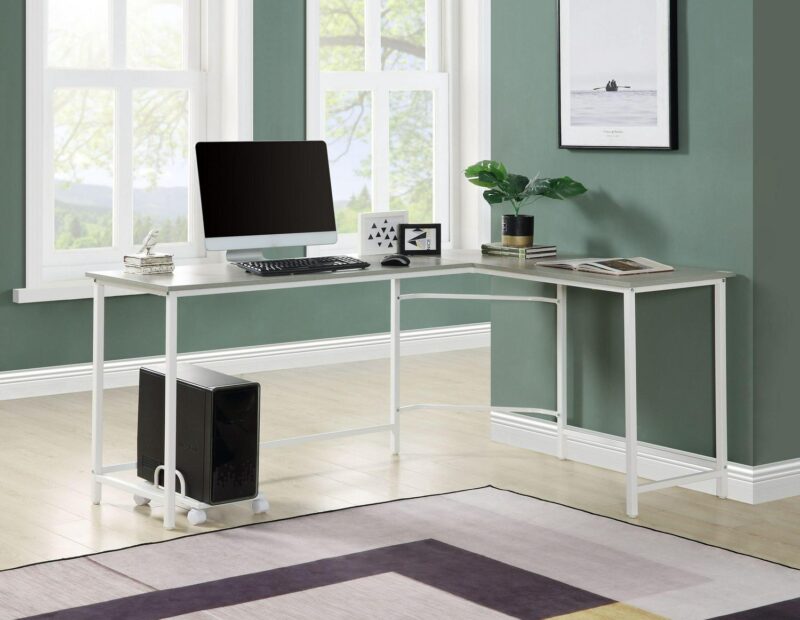 Maocao Hoom 66-in White Modern/Contemporary L-shaped desk - Image 3