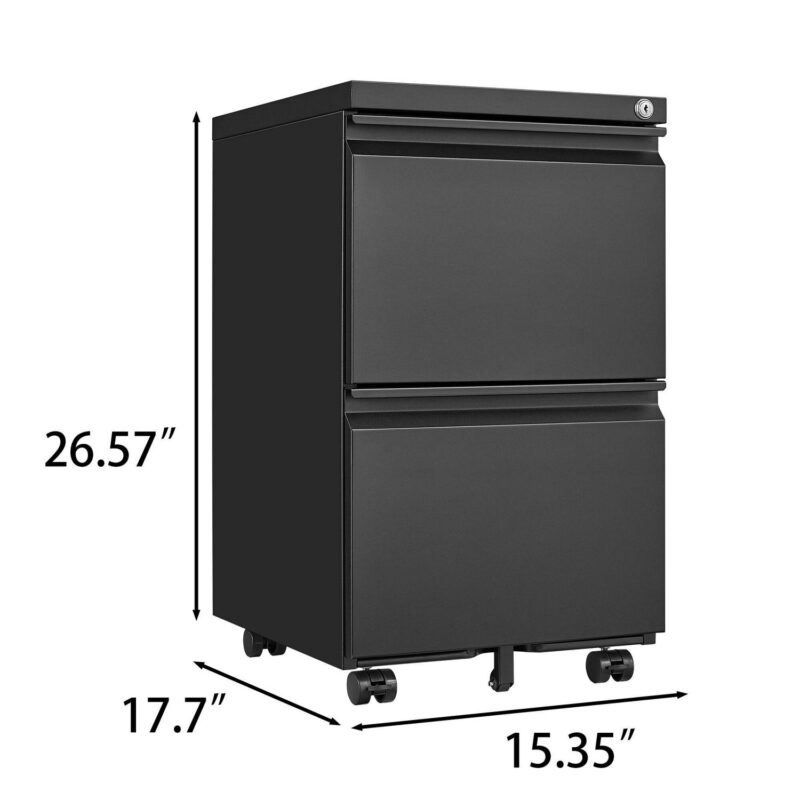 Maocao Hoom Black 2 -Drawer 15.35-in File Cabinet - Image 4