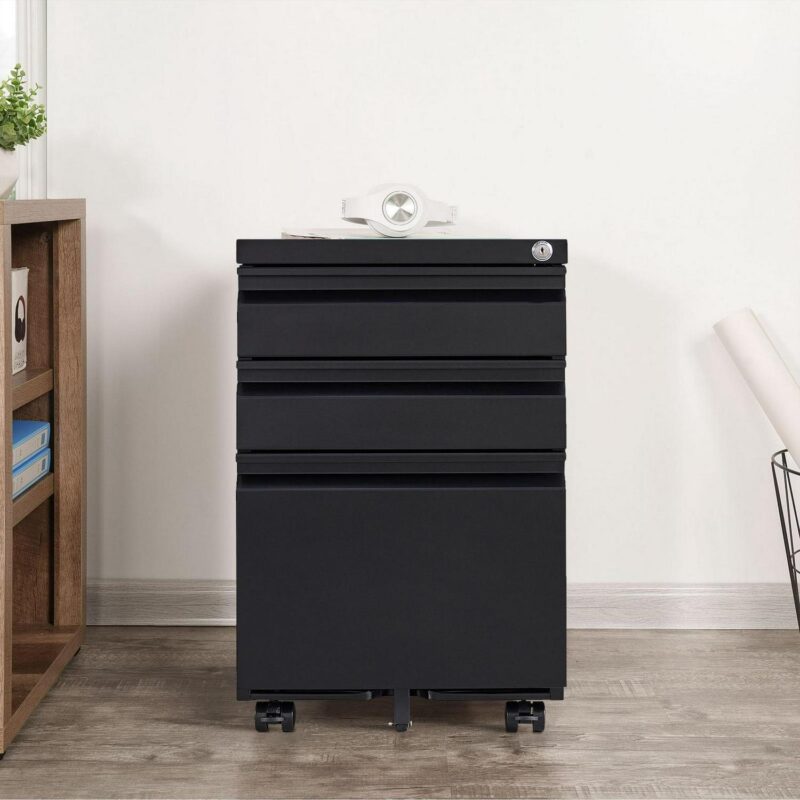 Maocao Hoom Black 3 -Drawer 15.35-in File Cabinet - Image 3