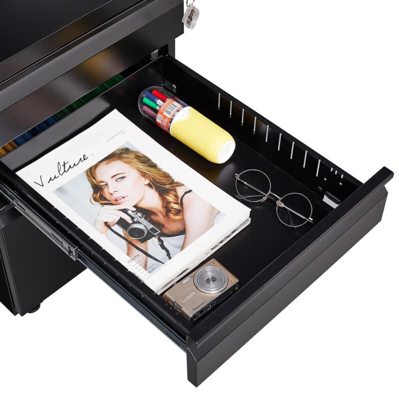 Maocao Hoom Black 3 -Drawer 15.35-in File Cabinet - Image 10